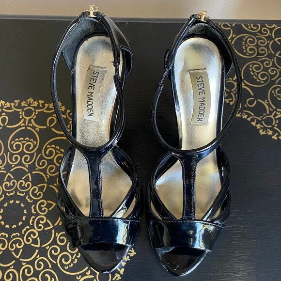 Steve Madden Haylow Black Platform Stiletto Heels Patent Leather Size 7.5 - Picture 3 of 5